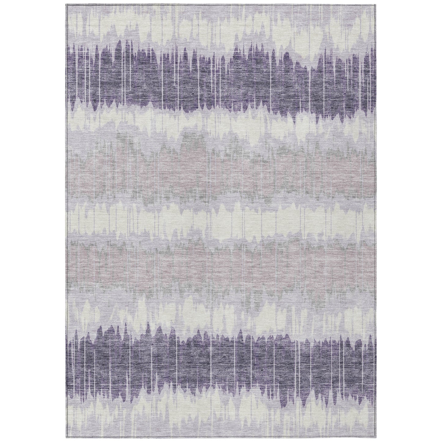 3' X 5' Lavender Purple And Ivory Striped Washable Indoor Outdoor Area Rug