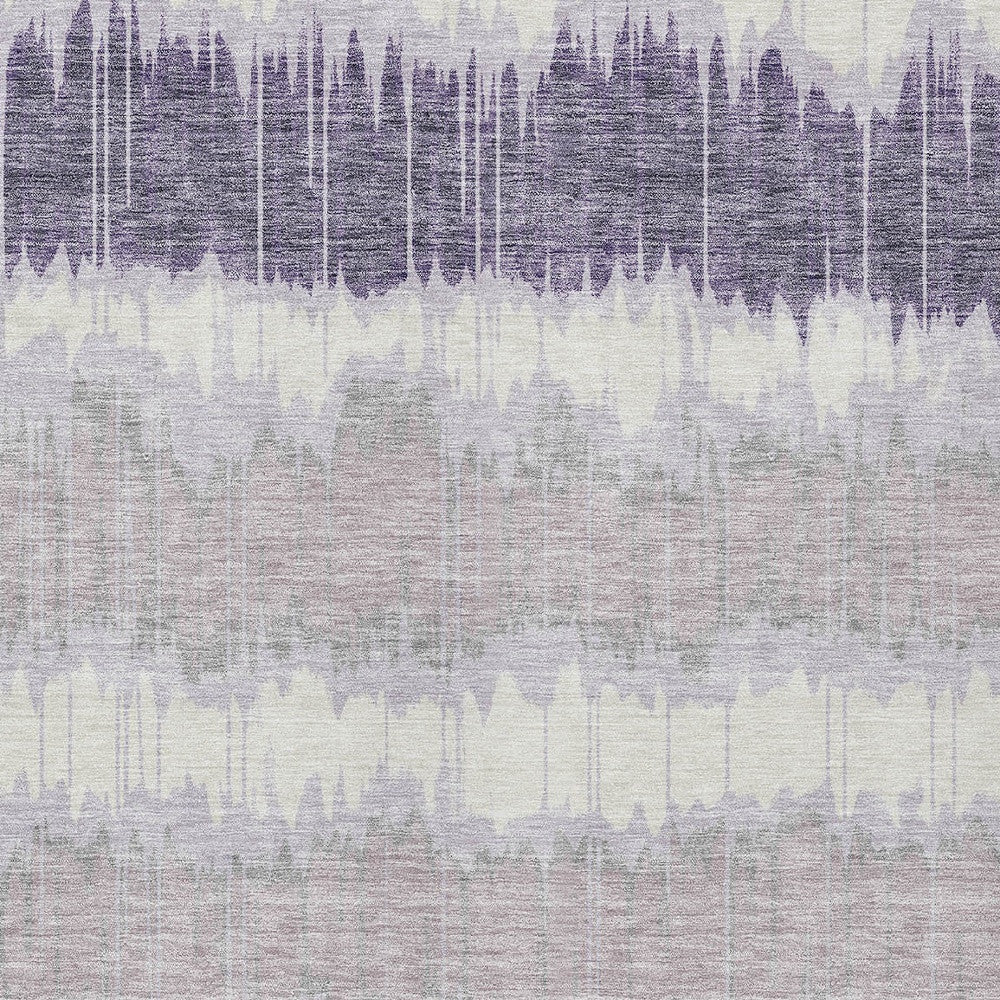 3' X 5' Lavender Purple And Ivory Striped Washable Indoor Outdoor Area Rug