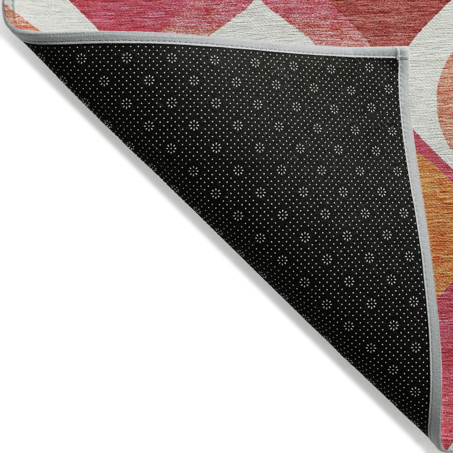 9' X 12' Pink Mauve And Orange Ogee Washable Indoor Outdoor Area Rug