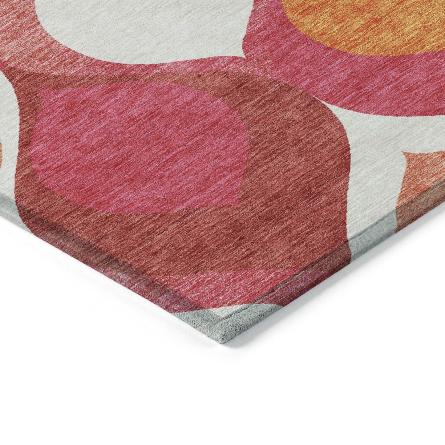 9' X 12' Pink Mauve And Orange Ogee Washable Indoor Outdoor Area Rug